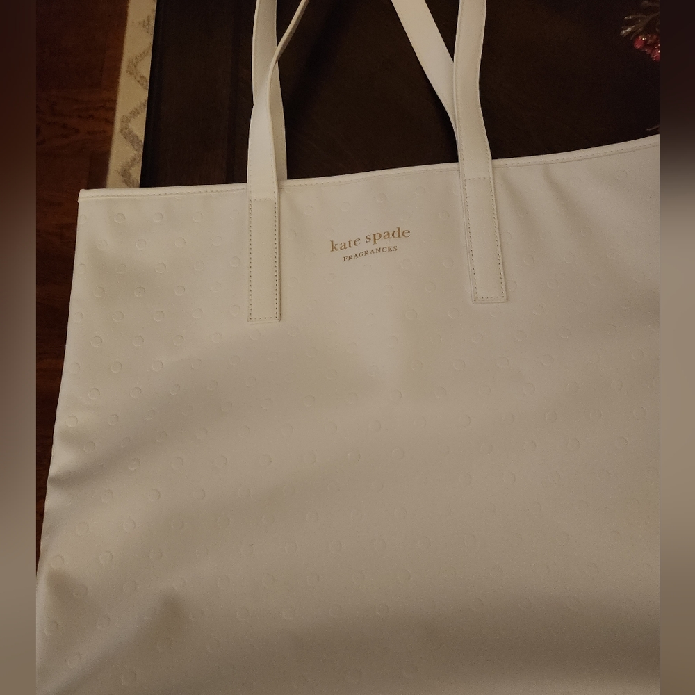 Kate Spade white dotted tote